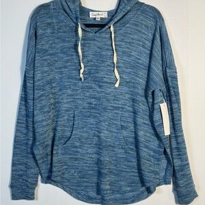Cloud Chaser Casual Blue Hooded Knit Sweatshirt Small New